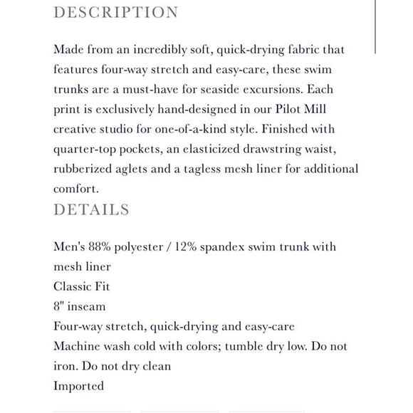 Peter Millar Men's Blue Turtle Tide Graphic Print 8" Swim Trunks Drawstring XL - Picture 7 of 15